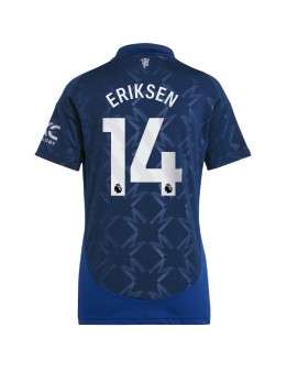 Billige Manchester United Christian Eriksen #14 Bortedrakt Dame 2024-25 Kortermet